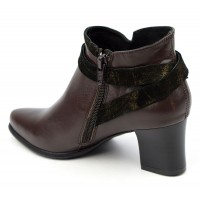 Bottines  low boots, cuir mate, marron fonçé, talon 5,5 cm, J.Metayer, Meabon, femmes petites pointures