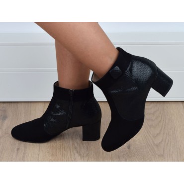 Bottines,  cuir daim, noires, Brenda Zaro, femmes petites pointures, Ragga, F1791