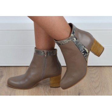 Bottines,  cuir mate, taupes, Brenda Zaro, femmes petites pointures, Gypsy, FV1801