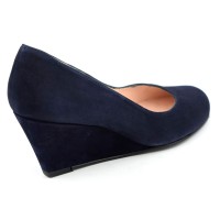 Chaussures compensées cuir daim, bleu marine, Yves de Beaumond, petites pointures, Thaïs, 4079