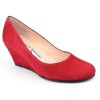 Chaussures compensées cuir daim, rouges, Yves de Beaumond, petites pointures, Thaïs, 4079