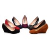 Chaussures compensées cuir daim, rouges, Yves de Beaumond, petites pointures, Thaïs, 4079