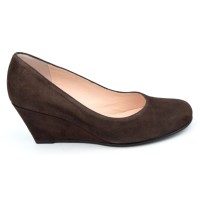 Chaussures compensées cuir daim, marrons, Yves de Beaumond, petites pointures, Thaïs, 4079