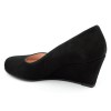 Chaussures compensées cuir daim, noires, Yves de Beaumond, petites pointures, Thaïs, 4079