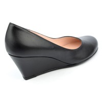 Chaussures cuir lisse talons compensés, noires, Yves de Beaumond, petites pointures, talons 6 cm, Muriel, 4079