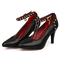 Escarpins, aspect cuir mate noires, talons 8cm, Ellyn 