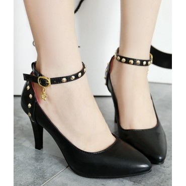 Escarpins, aspect cuir mate noires, talons 8cm, Ellyn 