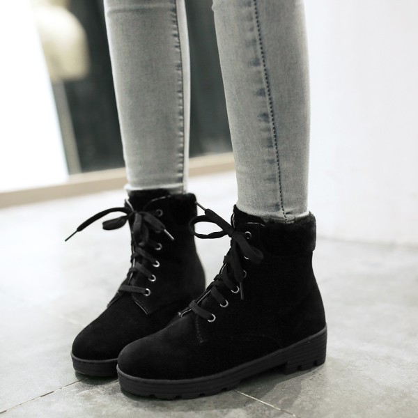 Bottines Fourrées Hiver - Noir - Daim - Tailles 38, 40, 42 - Femme - Semelle Caoutchouc - Neuf Avec Emballage