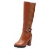 Bottes aspect cuir lisse, marrons, talon 8,5, femmes petites pointures, Michaella