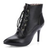 Bottines aspect cuir mate noires, lacets, hauts talons de 9 cm, bouts pointus, femmes petites pointures, Zima