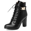 Bottines aspect cuir mate noires, lacet, talons épais 8.5 cm, femmes petite pointure, Tiver