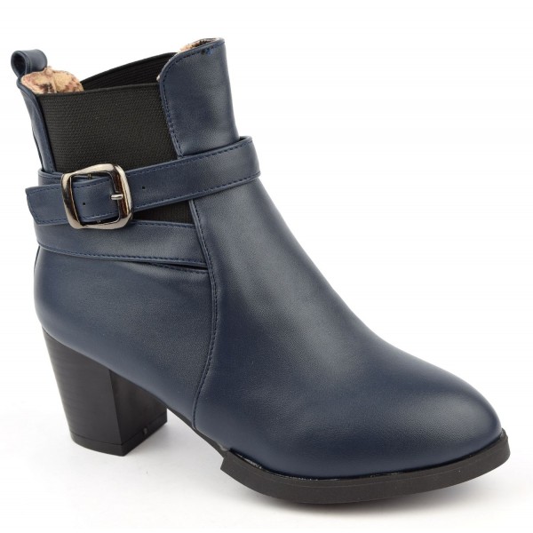 Bottines bleues, aspect cuir mate, bouts pointus, Petits talons 6 cm, femmes petites pointures, Anadyr