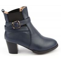 Bottines bleues, aspect cuir mate, bouts pointus, Petits talons 6 cm, femmes petites pointures, Anadyr