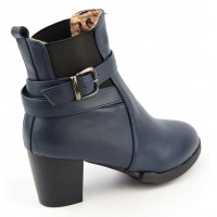 Bottines bleues, aspect cuir mate, bouts pointus, Petits talons 6 cm, femmes petites pointures, Anadyr