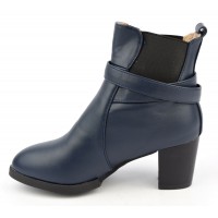 Bottines bleues, aspect cuir mate, bouts pointus, Petits talons 6 cm, femmes petites pointures, Anadyr