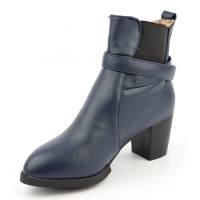 Bottines bleues, aspect cuir mate, bouts pointus, Petits talons 6 cm, femmes petites pointures, Anadyr