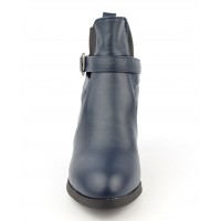 Bottines bleues, aspect cuir mate, bouts pointus, Petits talons 6 cm, femmes petites pointures, Anadyr