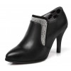 Bottines strass, aspect cuir mate noires, talons 9 cm, Demidon