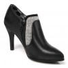 Bottines strass, aspect cuir mate noires, talons 9 cm, Demidon