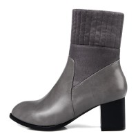 Bottines chaussettes, aspect cuir mate gris, talons 6 cm, Linsar, femmes petits petite pointure