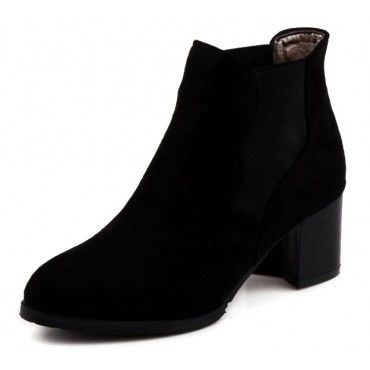 Bottines, aspect daim noires, femme petite pointure, talon 6 cm, Nytva.