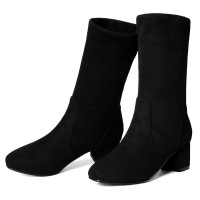 Bottes mi-mollet, tige souple, aspect daim, talons 5 cm, femme petite pointure, Tavda.