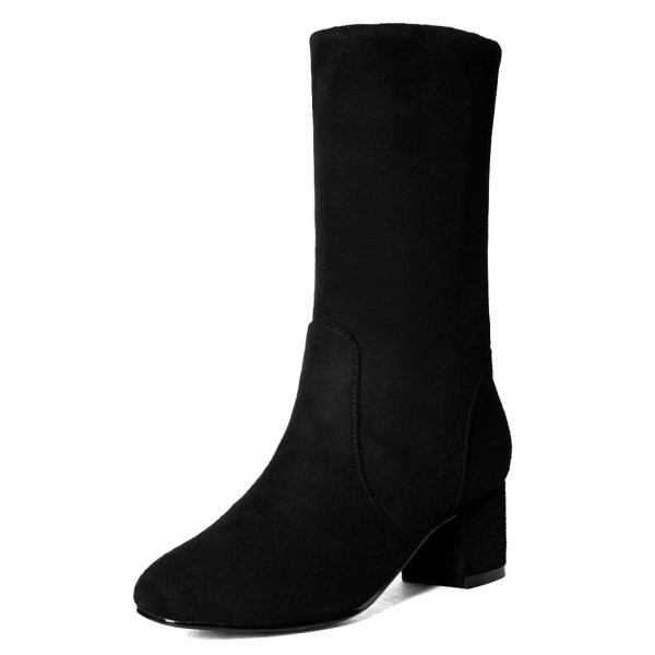 Bottes mi-mollet polyvalentes en cuir véritable et daim