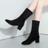 Bottes mi-mollet, tige souple, aspect daim, talons 5 cm, femme petite pointure, Tavda.