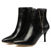 Bottines noires, aspect cuir mate, bouts pointus,hauts talons 8,5 cm, femmes petites pointures, Ardon