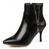 Bottines noires, aspect cuir mate, bouts pointus,hauts talons 8,5 cm, femmes petites pointures, Ardon