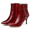 Bottines bordeaux, aspect cuir mate, bouts pointus,hauts talons 8,5 cm, femmes petites pointures, Ardon