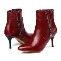 Bottines bordeaux, aspect cuir mate, bouts pointus,hauts talons 8,5 cm, femmes petites pointures, Ardon