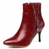 Bottines bordeaux, aspect cuir mate, bouts pointus,hauts talons 8,5 cm, femmes petites pointures, Ardon