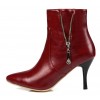 Bottines bordeaux, aspect cuir mate, bouts pointus,hauts talons 8,5 cm, femmes petites pointures, Ardon