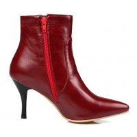 Bottines bordeaux, aspect cuir mate, bouts pointus,hauts talons 8,5 cm, femmes petites pointures, Ardon