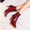 Bottines bordeaux, aspect cuir mate, bouts pointus,hauts talons 8,5 cm, femmes petites pointures, Ardon