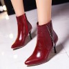 Bottines bordeaux, aspect cuir mate, bouts pointus,hauts talons 8,5 cm, femmes petites pointures, Ardon