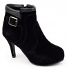 Bottines noires plateforme, aspect daim, talons 8,5 cm, plateau 1,5 cm, femme petite pointure, Volga. 