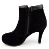 Bottines noires plateforme, aspect daim, talons 8,5 cm, plateau 1,5 cm, femme petite pointure, Volga. 