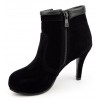 Bottines noires plateforme, aspect daim, talons 8,5 cm, plateau 1,5 cm, femme petite pointure, Volga. 