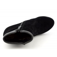 Bottines noires plateforme, aspect daim, talons 8,5 cm, plateau 1,5 cm, femme petite pointure, Volga. 