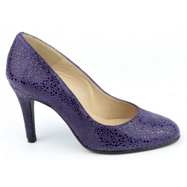 Escarpins cuir fantaisie, violets, Brenda Zaro, talon 8 cm, Galeana