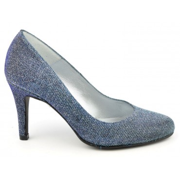 Escarpins Cuir Glitter, bleus, petites pointures, Talons 8 cm, Naévia