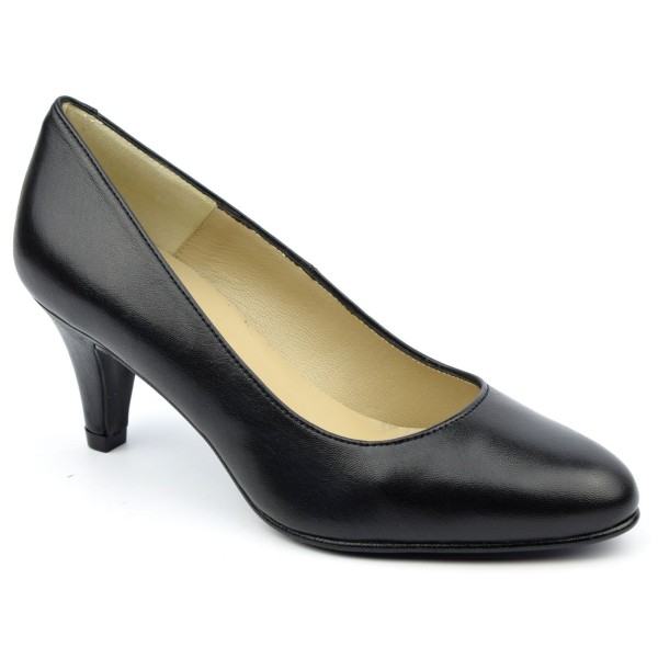 Chaussure, escarpins, femme petite pointure, F96136, Brenda Zaro, cuir mat, noir, vue diagonale