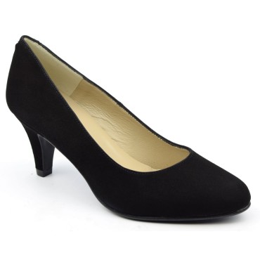 Chaussure, escarpins, femme petite pointure, F96136, Brenda Zaro, daim noir, vue diagonale