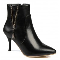 Bottines noires, aspect cuir mate, bouts pointus,hauts talons 8,5 cm, femmes petites pointures, Ardon