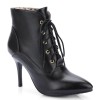 Bottines aspect cuir mate noires, lacets, hauts talons de 9 cm, bouts pointus, femmes petites pointures, Zima