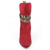 Bottines cuir daim, rouges, brides motif serpent, Yves de beaumond, MI-415, Kingswood