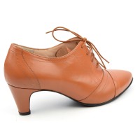 Chaussures, Richelieu, cuir mate, marron clair, Yves de Beaumond, femmes petites pointures, Cambridge, MI-211