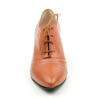 Chaussures, Richelieu, cuir mate, marron clair, Yves de Beaumond, femmes petites pointures, Cambridge, MI-211